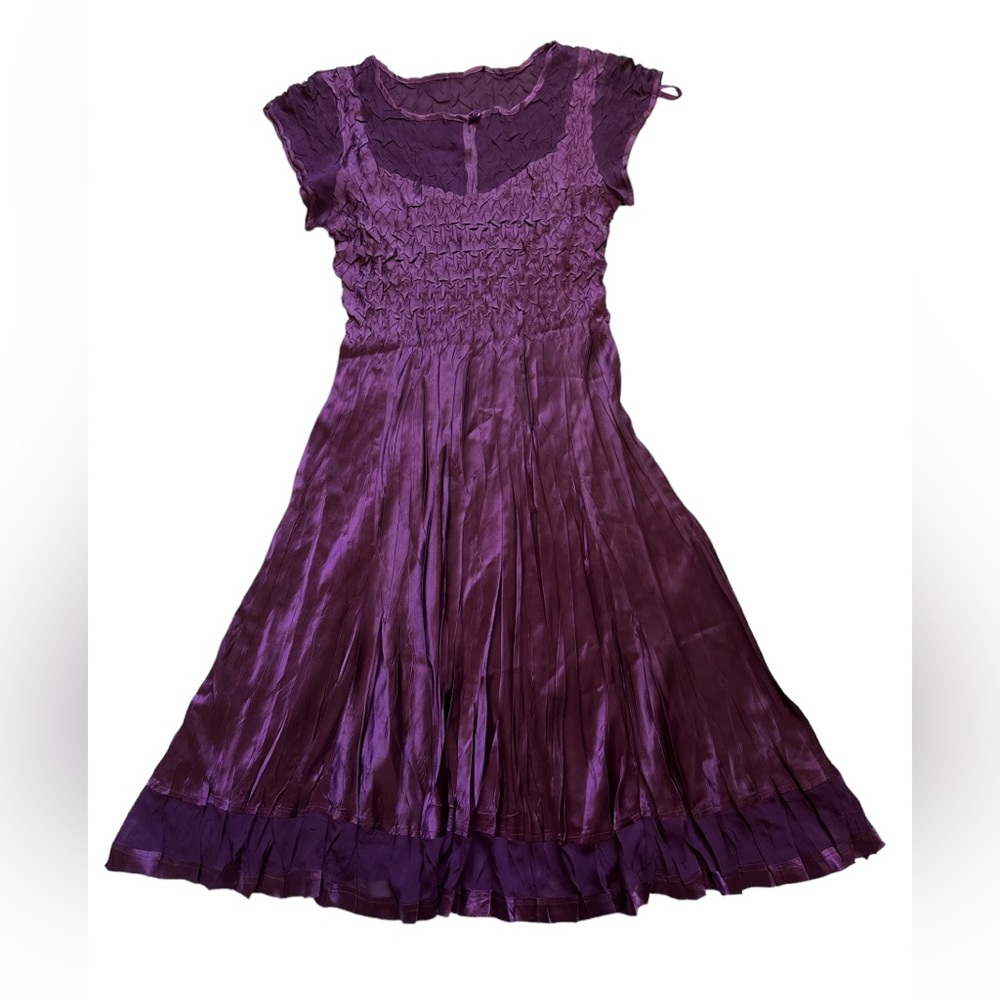 Vintage Purple Silky Evening Dress Size M